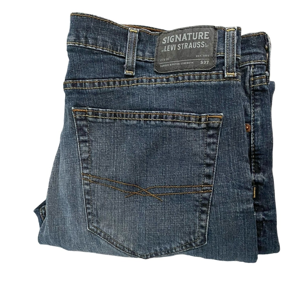 Signature‎ Levi Strauss & Co Men's Blue Denim Y2K Slim Straight Jeans Size S37